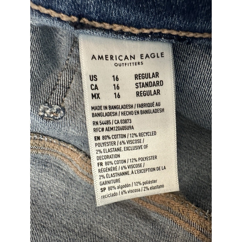 American Eagle Hi-Rise Next Level Flare Jeans Women Size 16 Long Blue Stretch - Picture 5 of 8